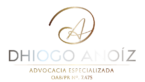 Logotipo: a letra "A" estilizada, com o nome do escritório "Dhiogo Anoíz - Advocacia Especializada" seguido pelo número da OAB/PR 7475